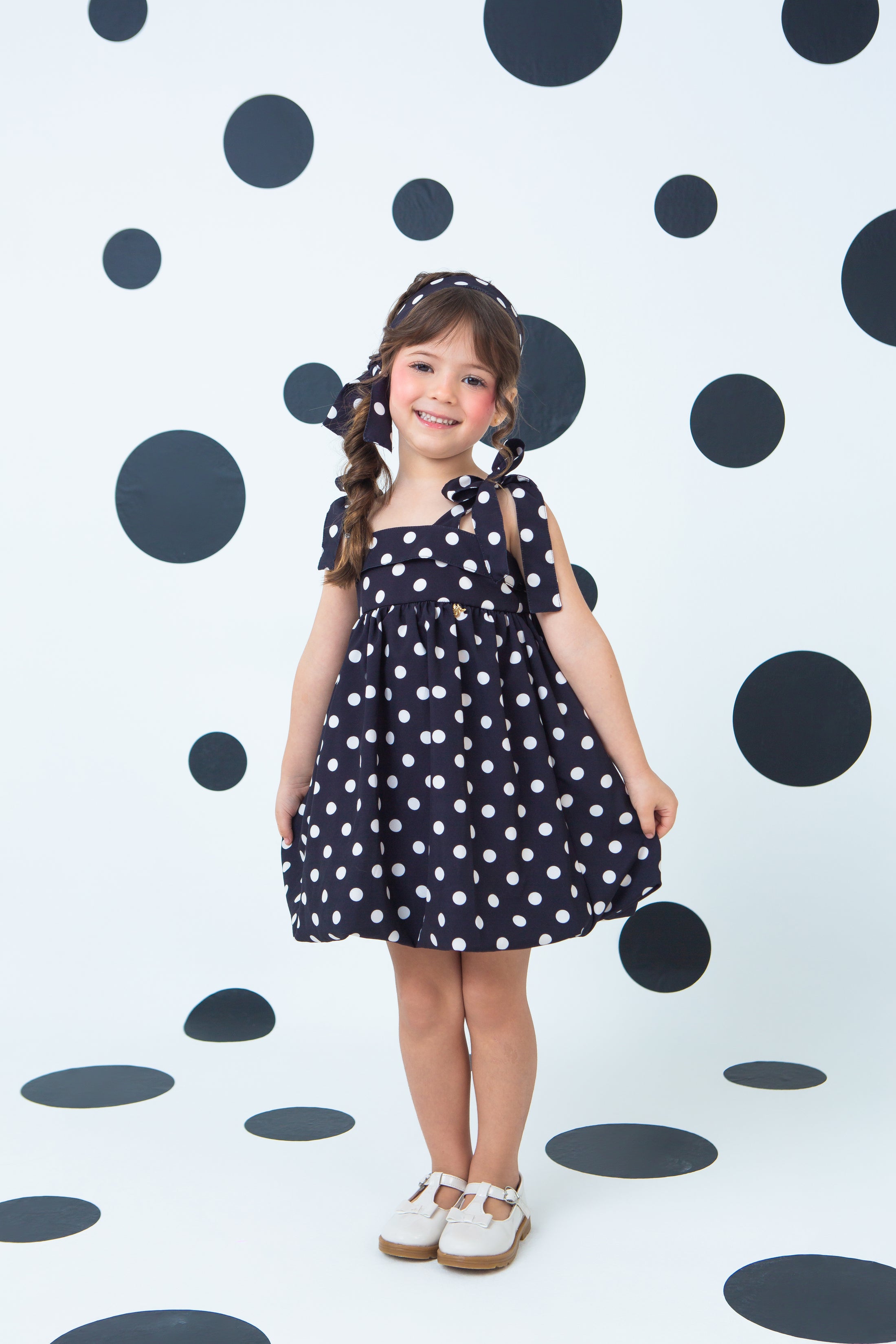 Vestido Giorgia Poá Crema