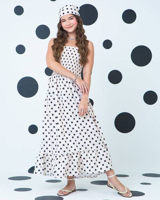 Vestido Carlotta Poá Crema