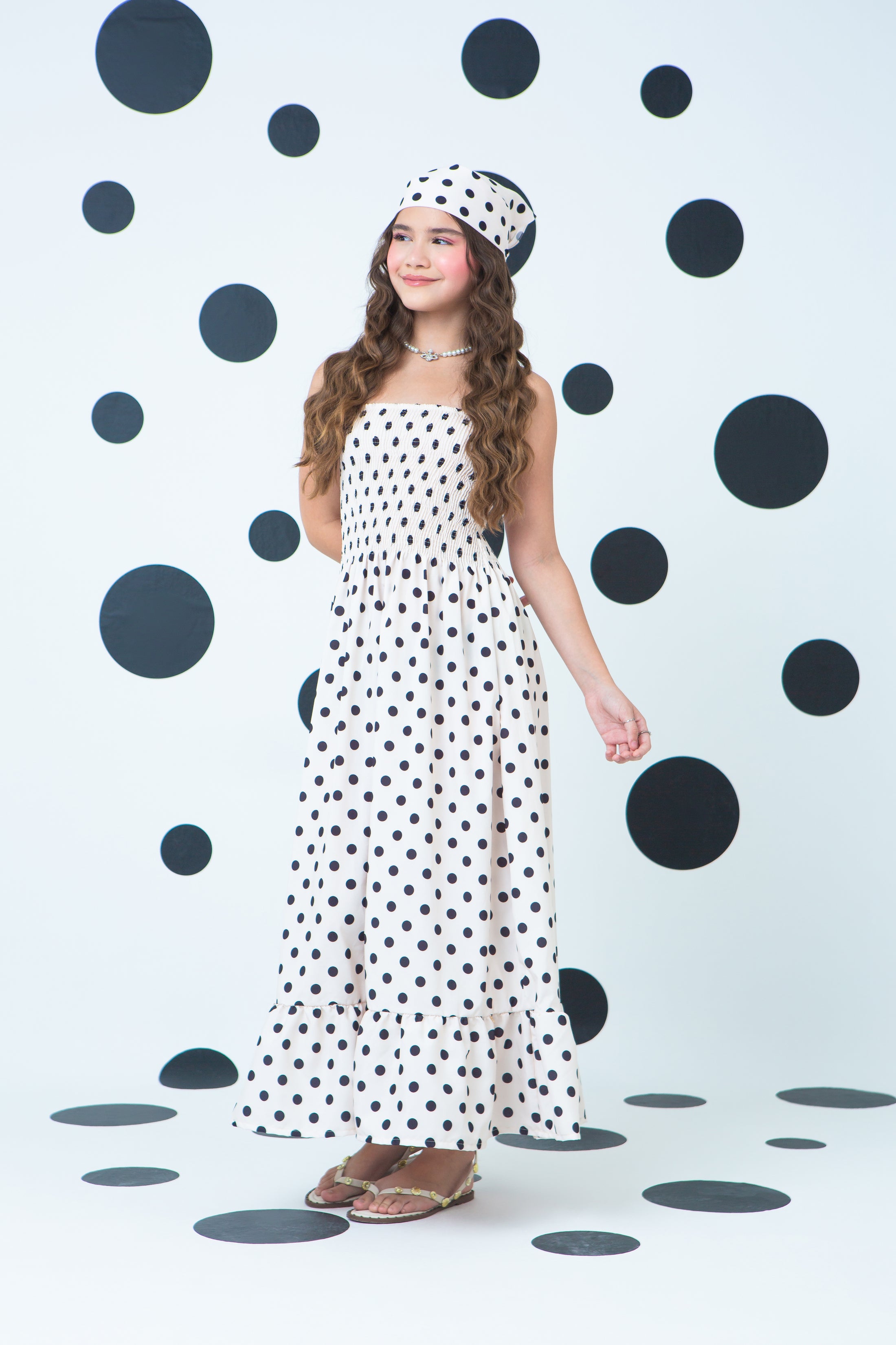 Vestido Carlotta Poá Crema
