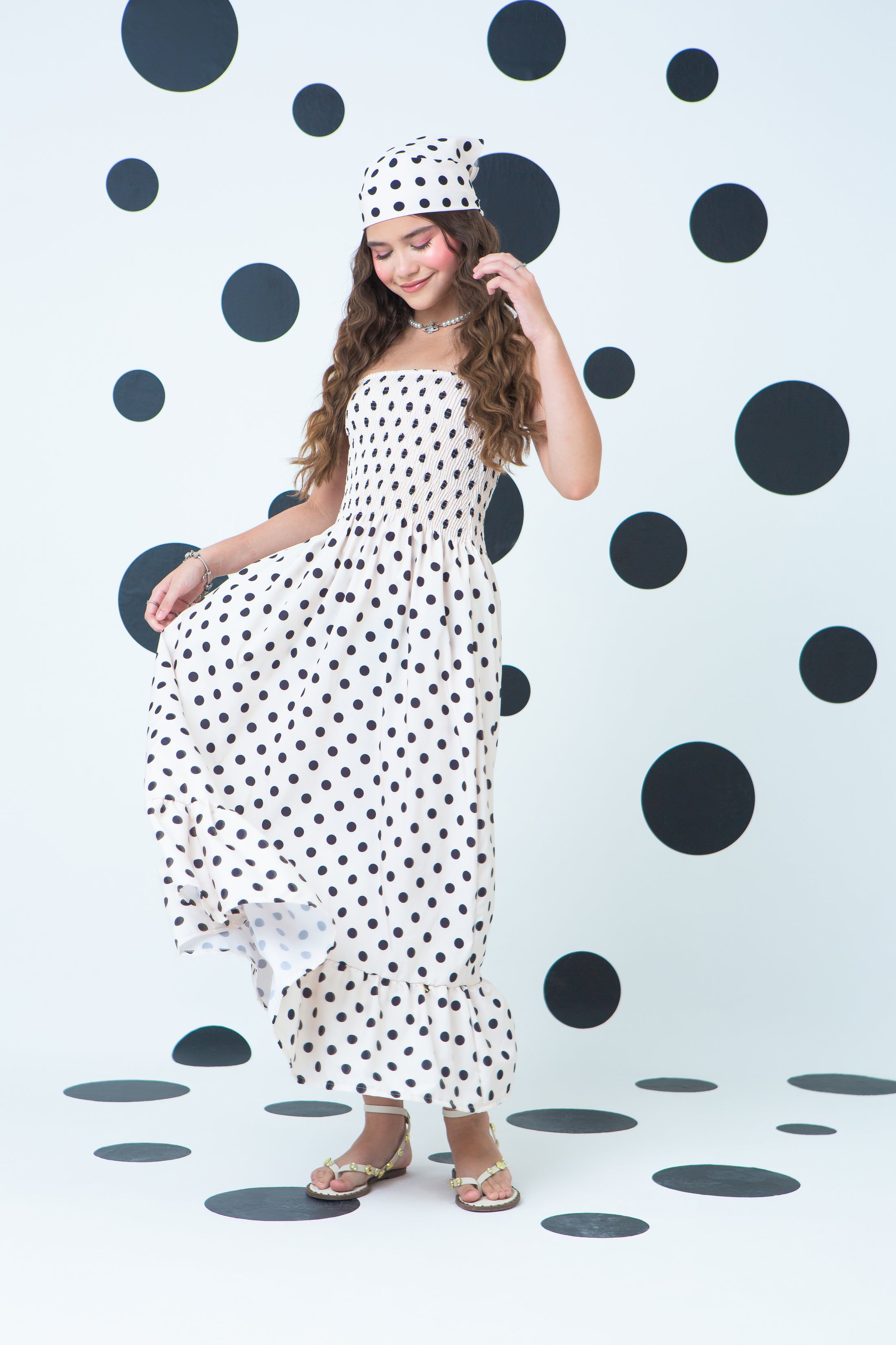 Vestido Carlotta Poá Crema