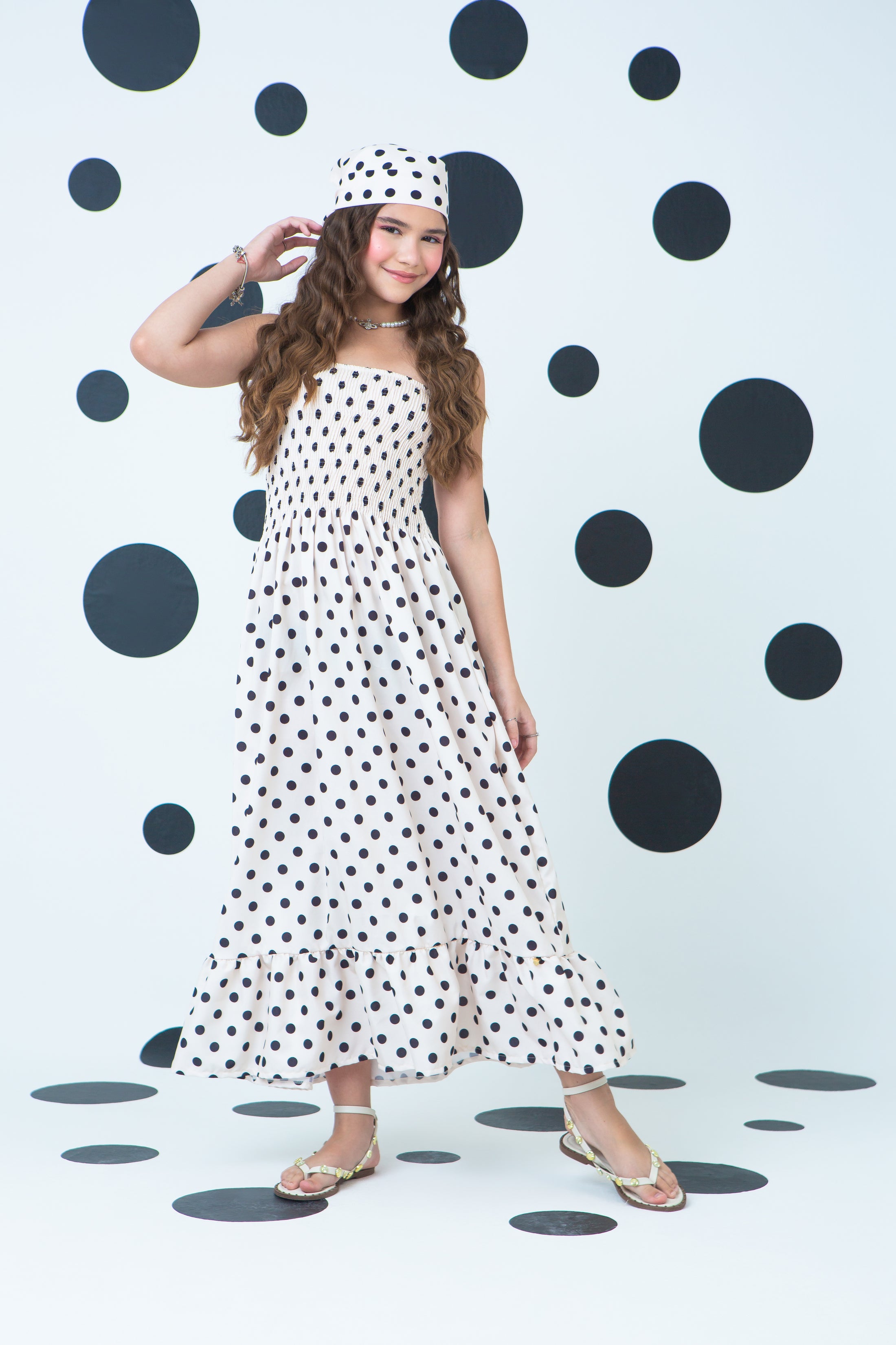Vestido Carlotta Poá Crema