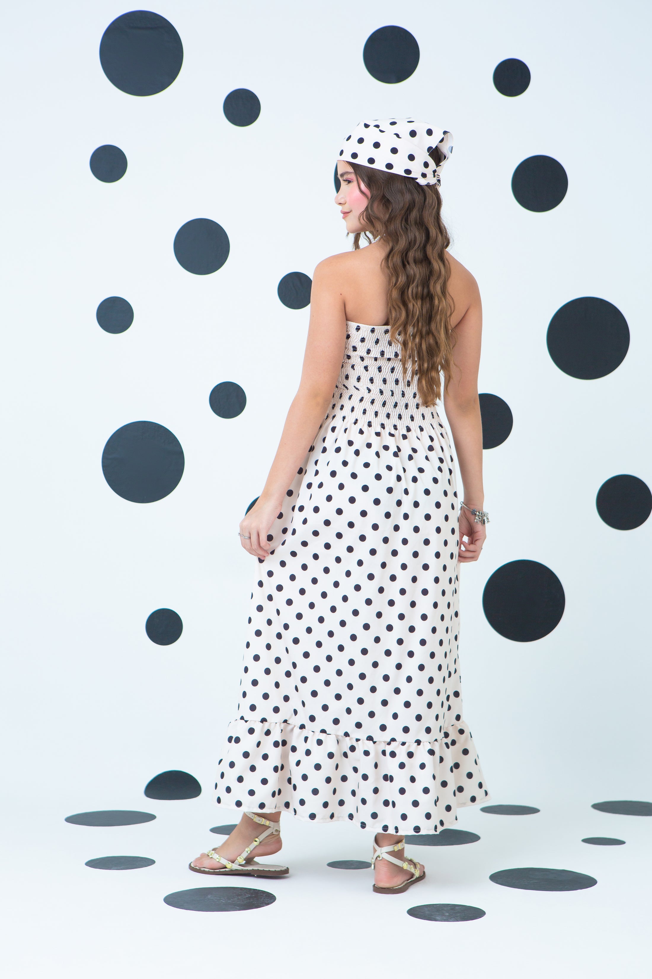 Vestido Carlotta Poá Crema