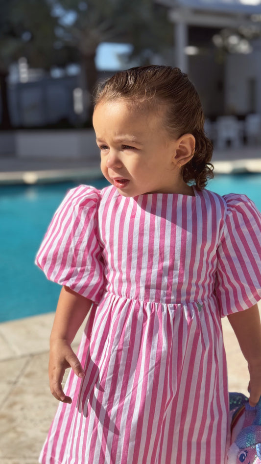 Vestido Carol - Rosa Listrado