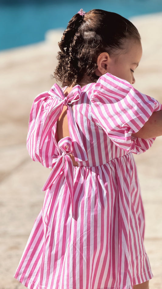 Vestido Carol - Rosa Listrado